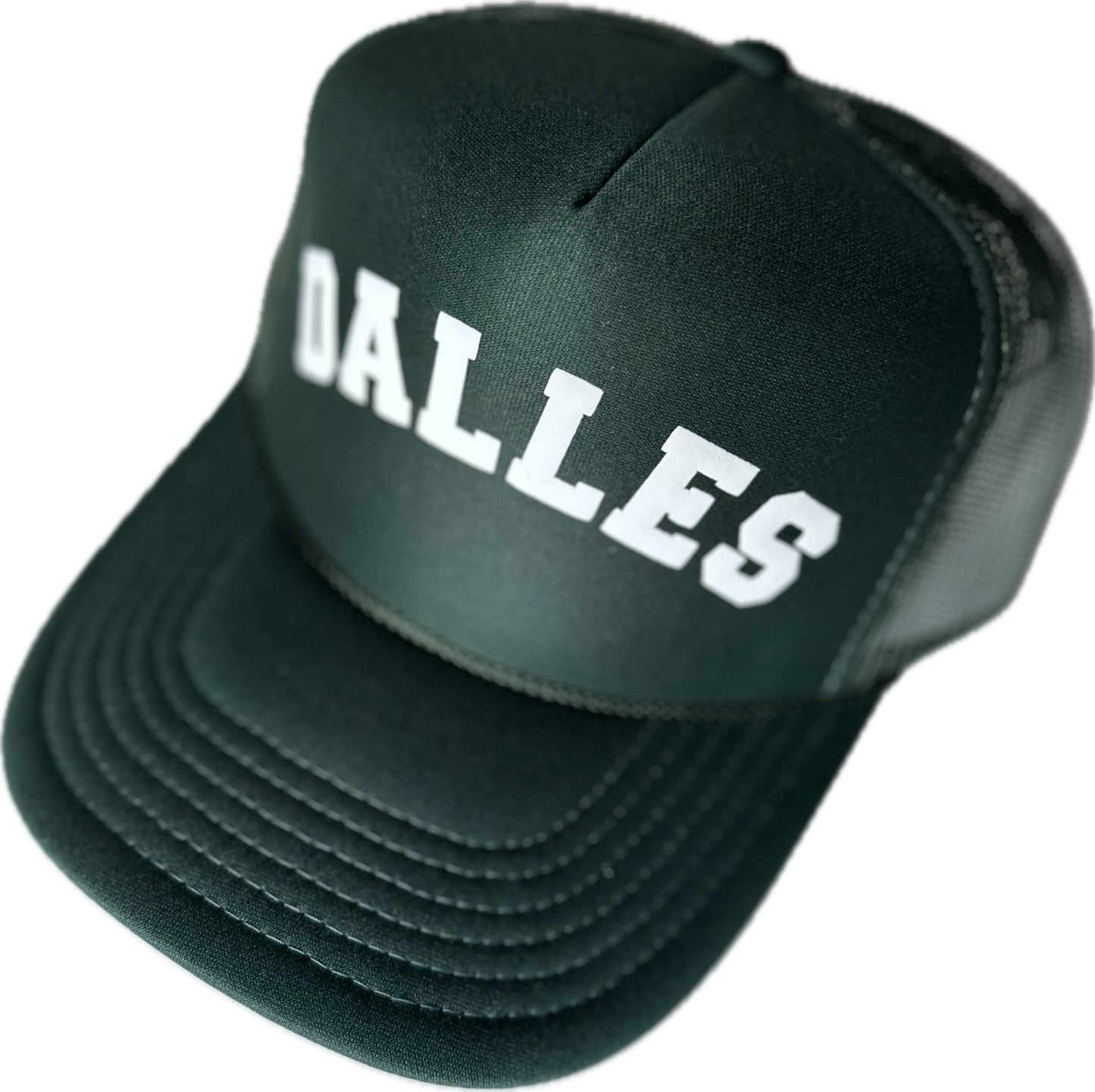 Dark Green and White Mesh Trucker Hat