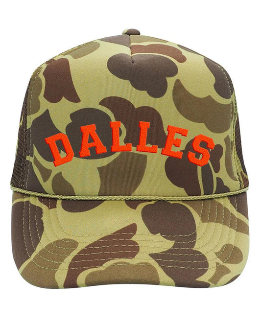 Camo Green and Orange Mesh Trucker Hat