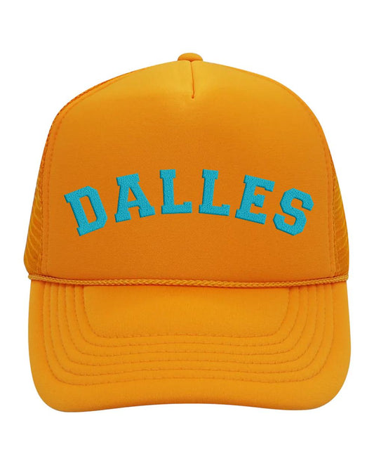 Gold and Sky Blue Mesh Trucker Hat