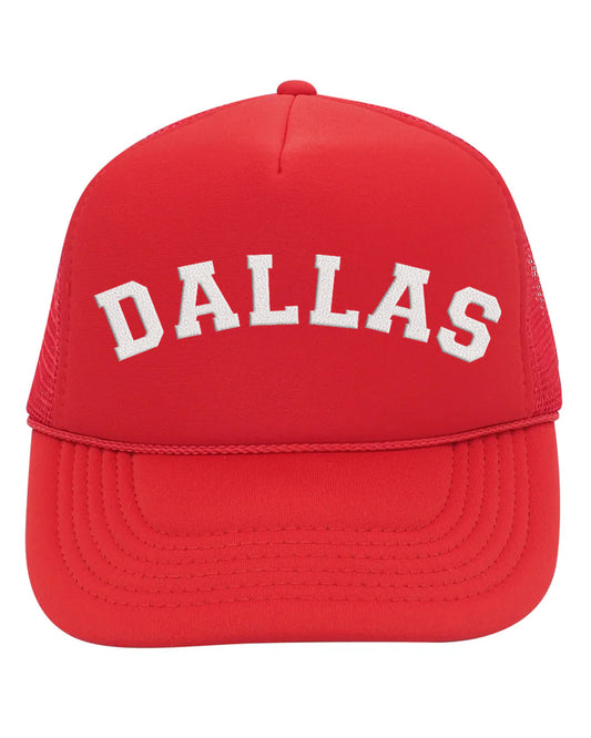 DALLAS - Red and White Mesh Trucker Hat