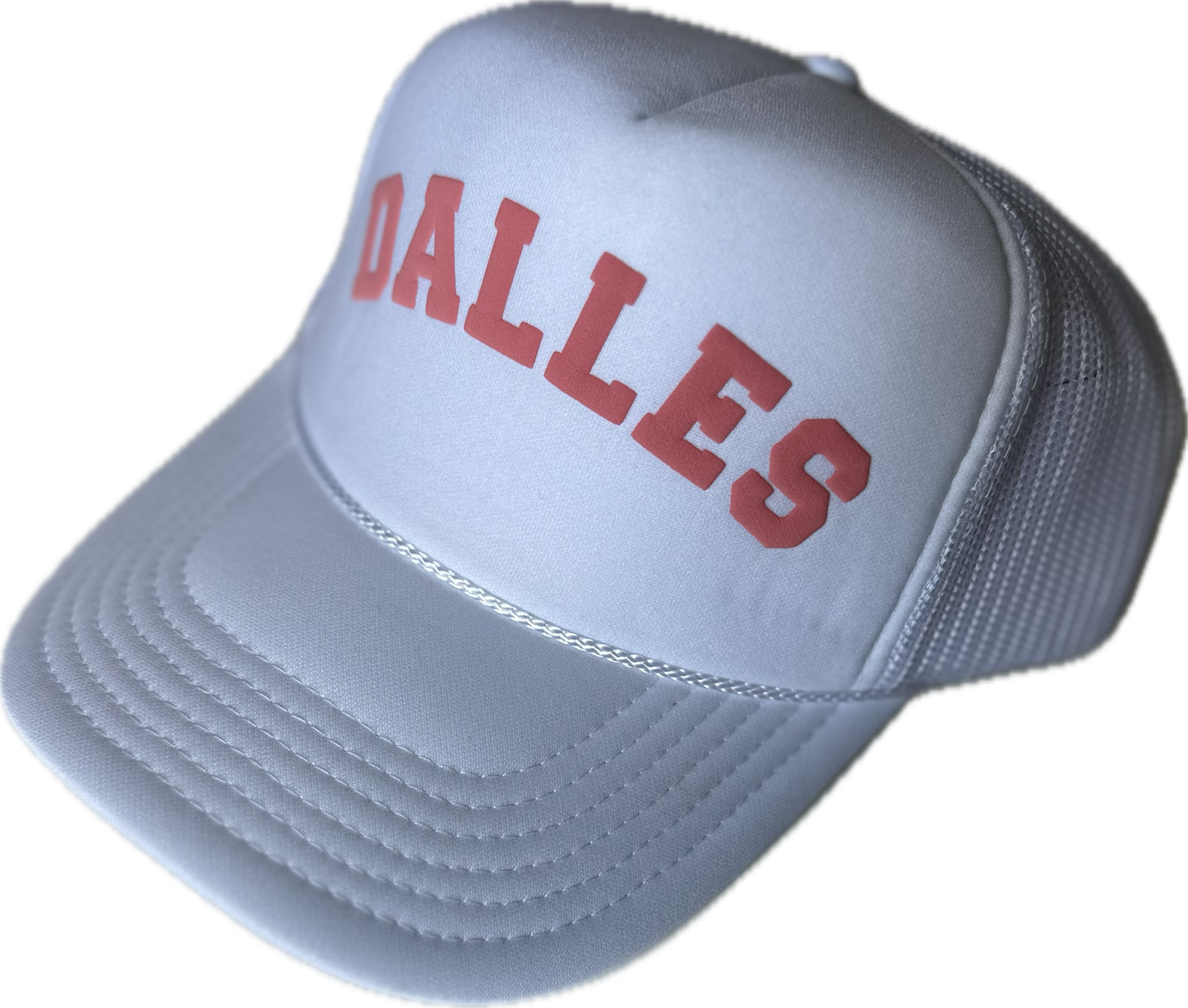 White and Deep Pink Trucker Hat